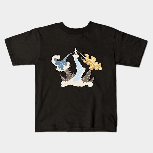 Four Elements Kids T-Shirt by Draw Drew Drawn